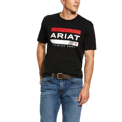 Ariat Bar Stripe Siyah / Kırmızı Tişört Erkek (20359-748)